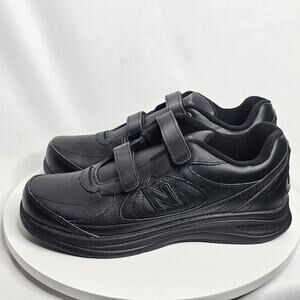 New Balance 577 Walking Comfort Shoes Mens 8.5 D Black Leather Lace Up Low Top